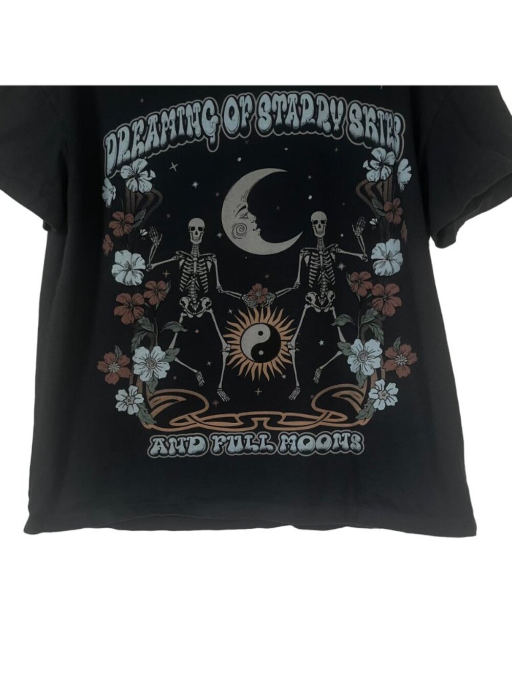 Messy Buns Lazy Days Graphic Tshirt Womens Large Gray Dreaming Starry Skies - Picture 4 of 8